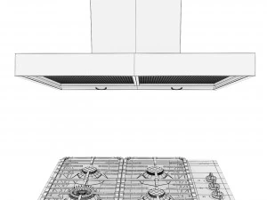 Fog&atilde;o Miele 6 e 4 bocas com exaustor Modelo 3D