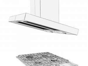 Fog&atilde;o Miele 6 e 4 bocas com exaustor Modelo 3D
