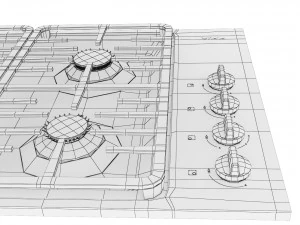 Fog&atilde;o Miele 6 e 4 bocas com exaustor Modelo 3D