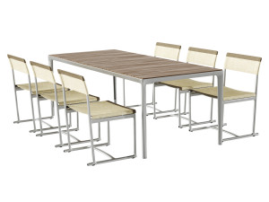 Mirto Outdoor Iroko table and chair 3Dモデル