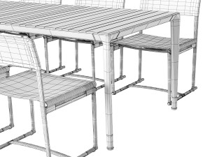 Mirto Outdoor Iroko table and chair 3D 模型