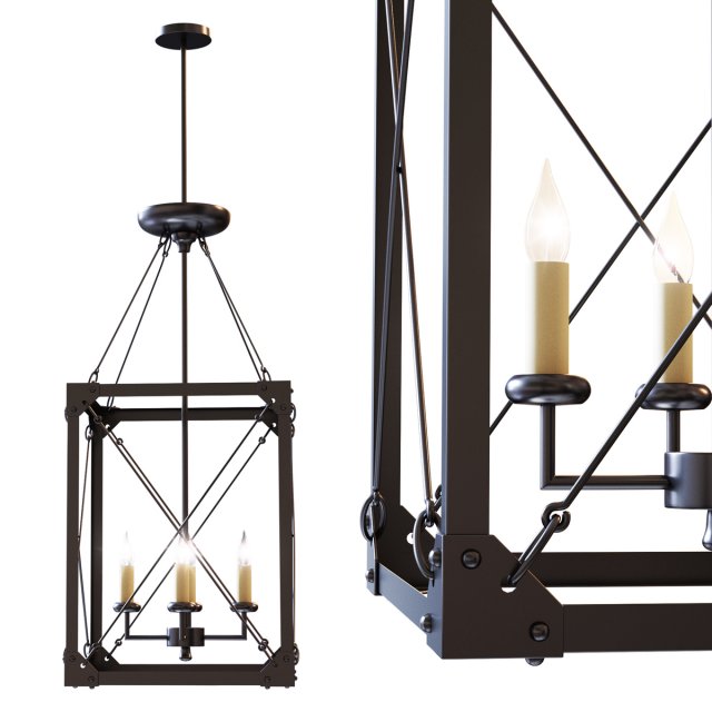 Chandelier Modern Geometry Vertical Lantern 3D Model .c4d .max .obj .3ds .fbx .stl .blend 