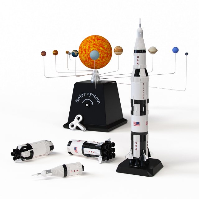 New Ray rocket Saturn V 3D Модель .c4d .max .obj .3ds .fbx .stl .blend
