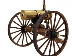 Koperen kanon uit de oude oorlog 3D Model