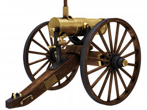 Old War Brass Cannon Modello 3D