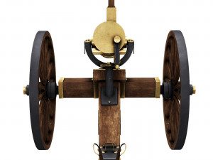 Old War Brass Cannon Modello 3D
