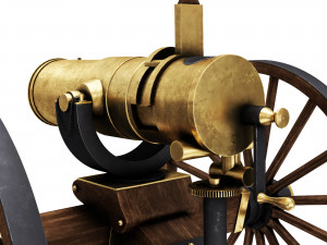 Old War Brass Cannon Modello 3D