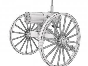 Old War Brass Cannon Modello 3D