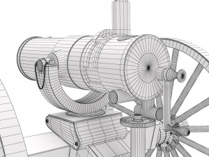 Old War Brass Cannon Modello 3D