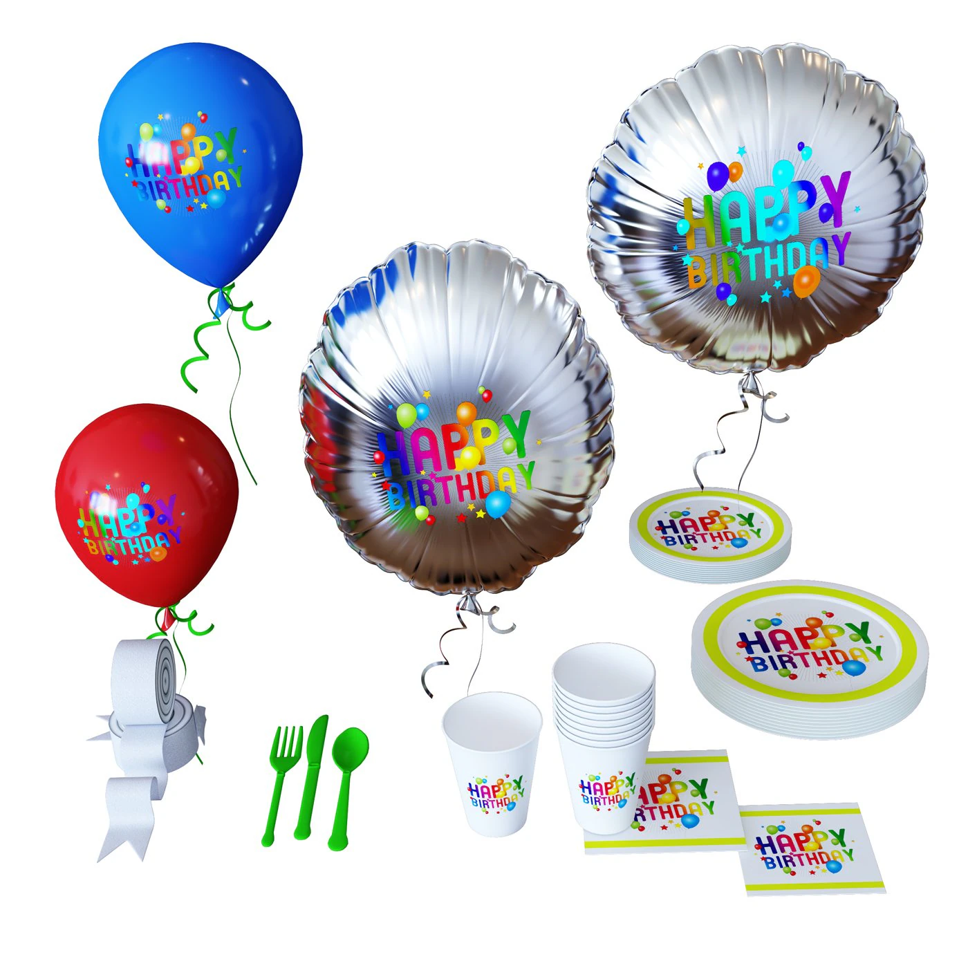 Birthday decor 3D Model .c4d .max .obj .3ds .fbx .stl .blend 
