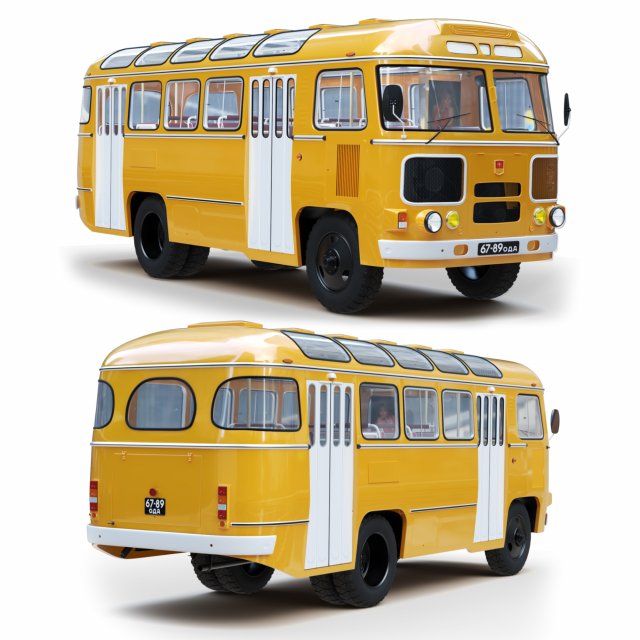 Bus PAZ-672 3D Model .c4d .max .obj .3ds .fbx .stl .blend 