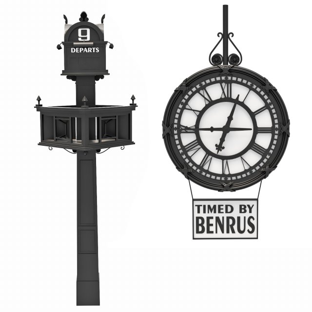 Bernus Clock column Model 3D .c4d .max .obj .3ds .fbx .stl .blend 