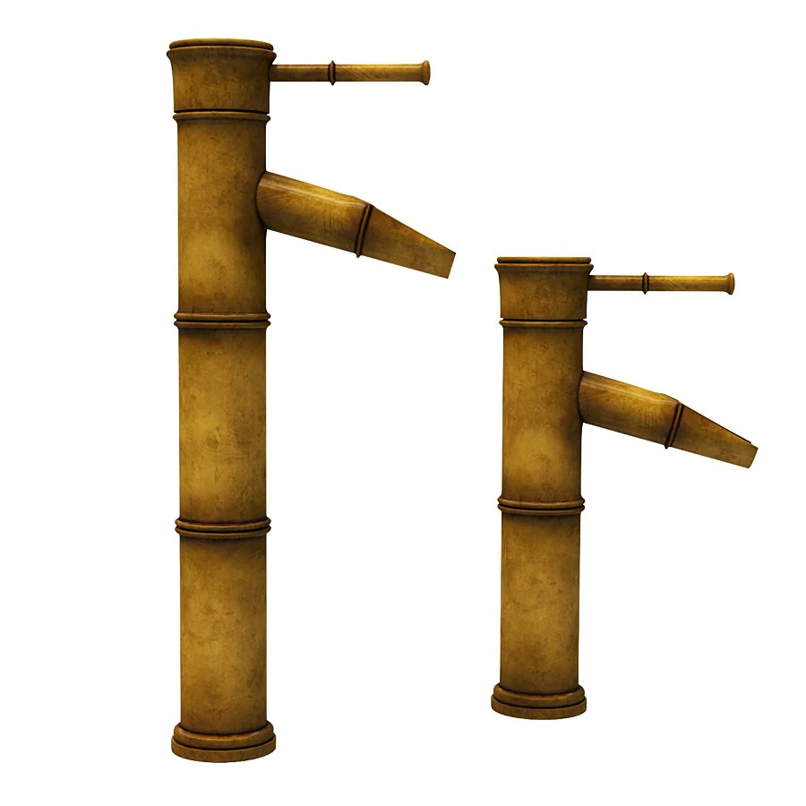 Bamboo Style Brass Mixer 3D Model .c4d .max .obj .3ds .fbx .stl .blend 
