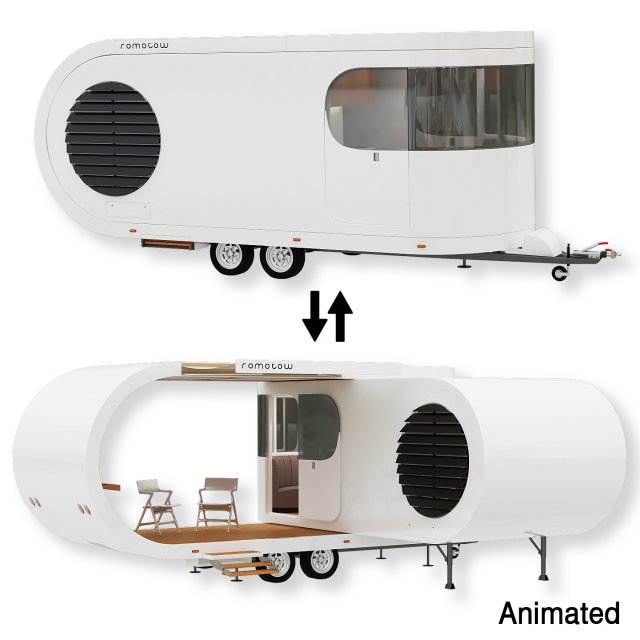 Romotow camper camper trailer 3D Модель .c4d .max .obj .3ds .fbx .stl .blend 