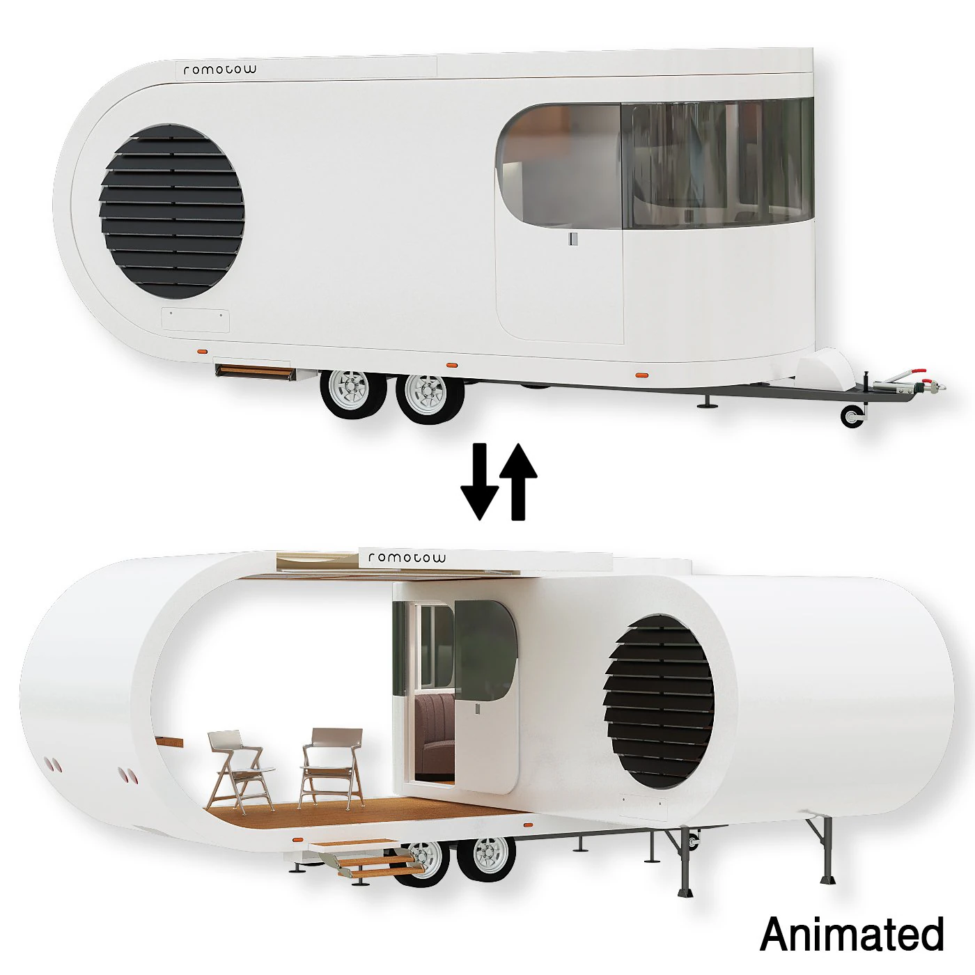 Romotow camper camper trailer 3D Model .c4d .max .obj .3ds .fbx .stl .blend 