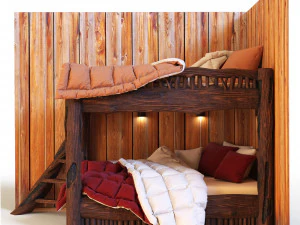 Bunk bed in rustic style 3D Model