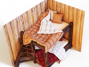 Bunk bed in rustic style 3D Модель