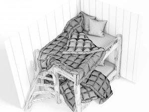 Bunk bed in rustic style 3D Model