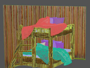 Bunk bed in rustic style 3D Model