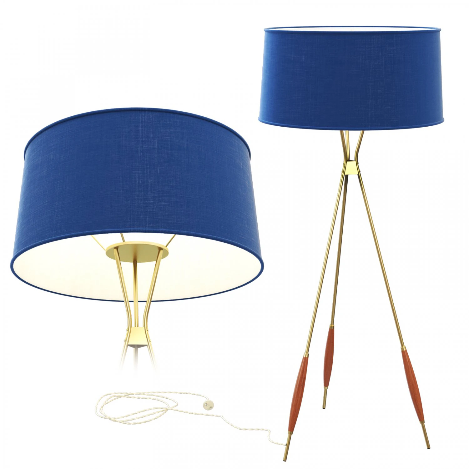 Mulberry Tripod Floor Lamp 3D Model .c4d .max .obj .3ds .fbx .stl .blend