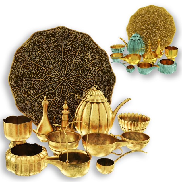Oriental tea and coffee set 3D 모델 .c4d .max .obj .3ds .fbx .stl .blend 