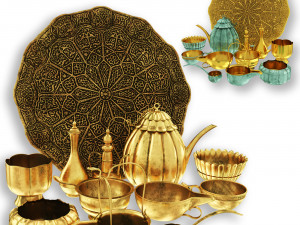 Oriental tea and coffee set 3Dモデル