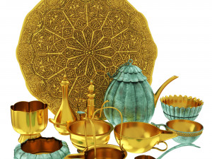 Oriental tea and coffee set 3D 모델