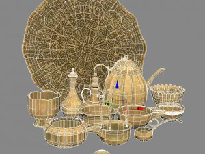 Oriental tea and coffee set 3D Model