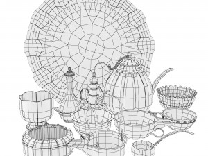 Oriental tea and coffee set 3D 모델