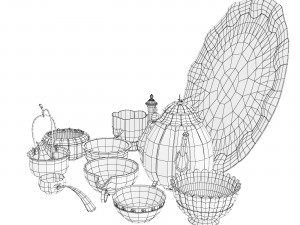 Oriental tea and coffee set 3D 모델