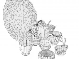 Oriental tea and coffee set 3D 모델