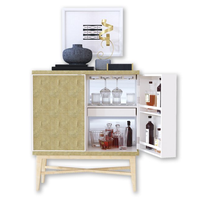 Seymour Bar Cabinet 3D Model .c4d .max .obj .3ds .fbx .stl .blend 