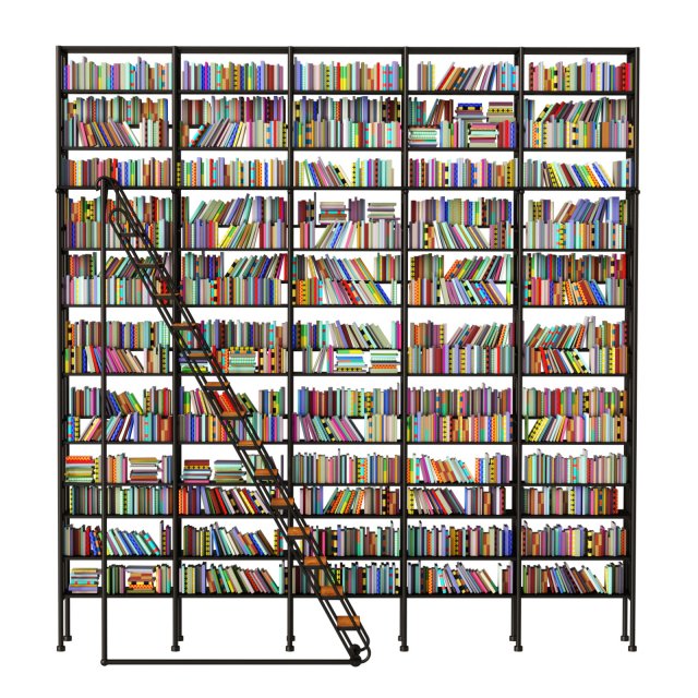 Shelving with books 3D 모델 .c4d .max .obj .3ds .fbx .stl .blend