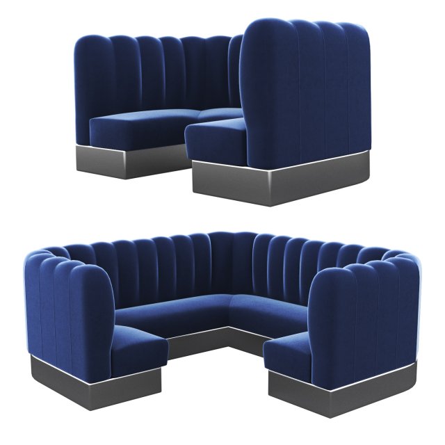 Corner sofa for restaurant cafe 3D 模型 .c4d .max .obj .3ds .fbx .stl .blend