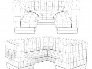 Corner sofa for restaurant cafe 3D Model