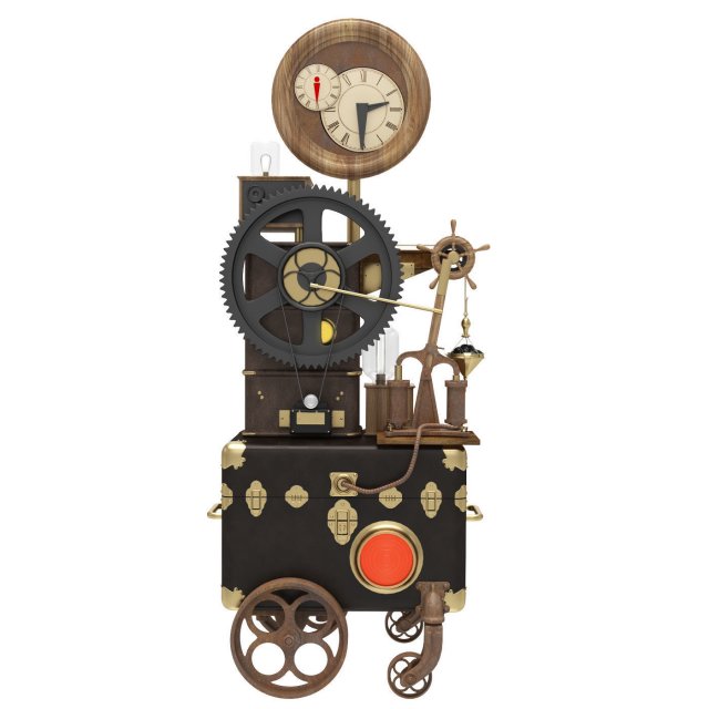 Steampunk Clock 3D Модель .c4d .max .obj .3ds .fbx .stl .blend 