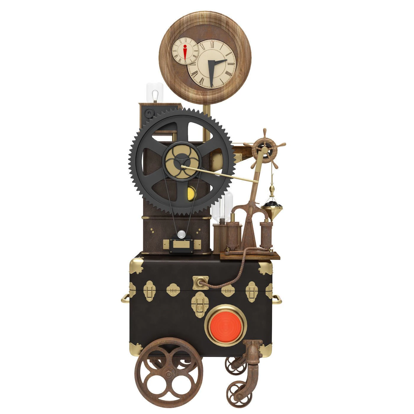 Steampunk Clock 3D Model .c4d .max .obj .3ds .fbx .stl .blend 