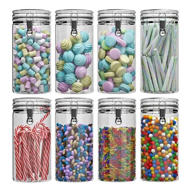 Sweets in round jars 3D 모델 .c4d .max .obj .3ds .fbx .stl .blend 