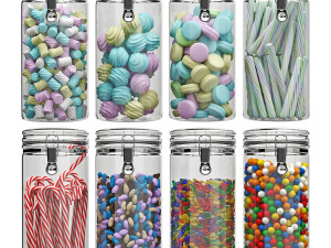 Sweets in round jars 3D Model