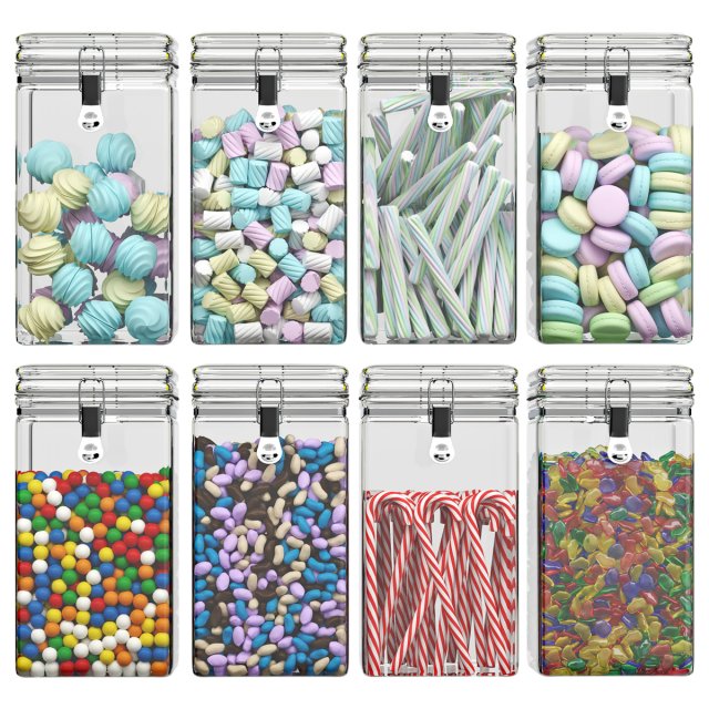 Sweets in glass jars 3D Модель .c4d .max .obj .3ds .fbx .stl .blend 