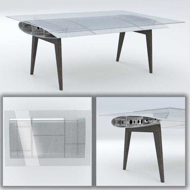 Table Airplane Wing 3D Модель .c4d .max .obj .3ds .fbx .stl .blend 