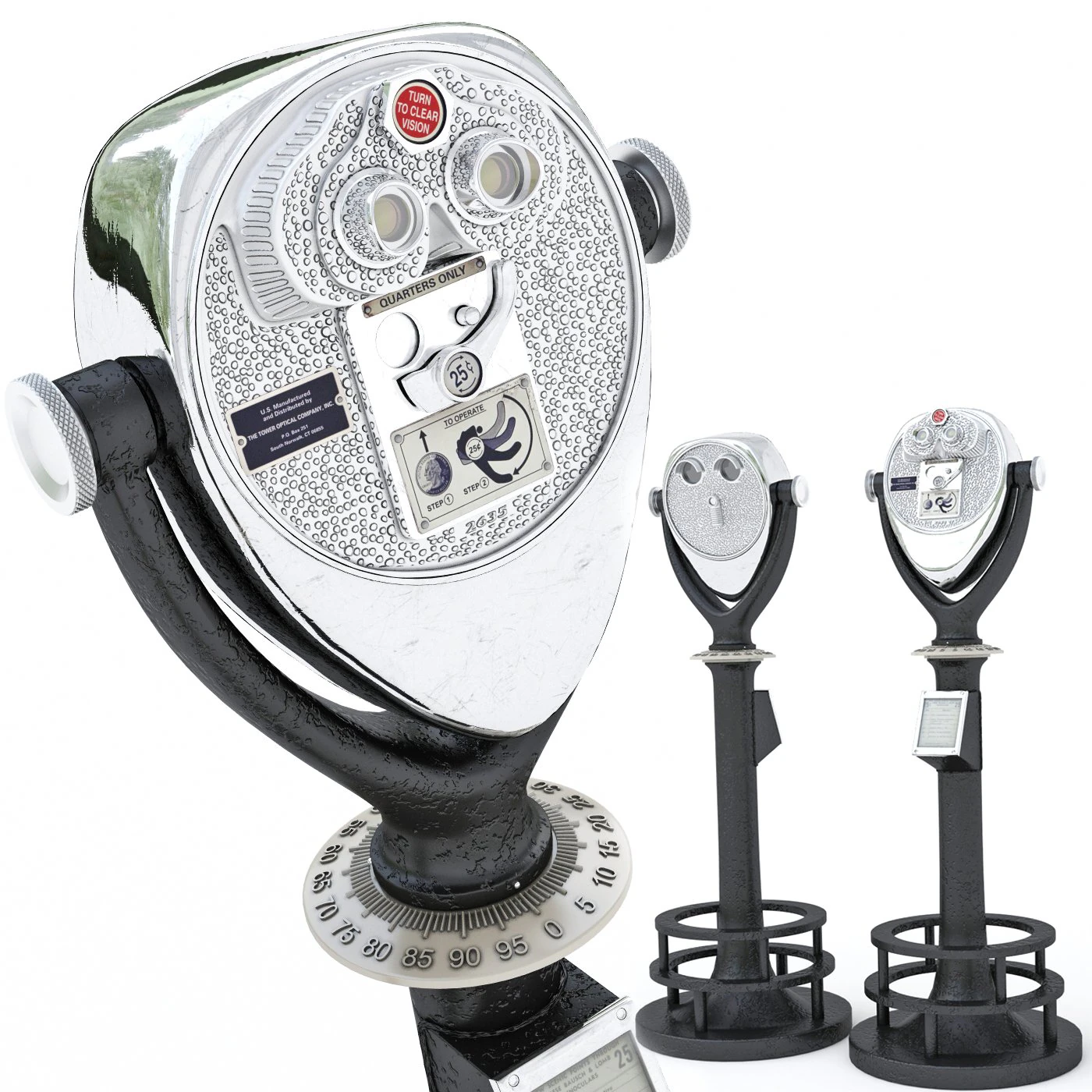 Coin Operated Telescope 3D Model .c4d .max .obj .3ds .fbx .stl .blend