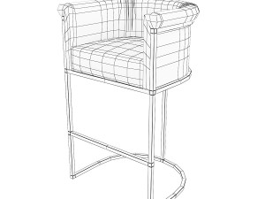 Bar stool Wexler Barrelback Fabric Modello 3D