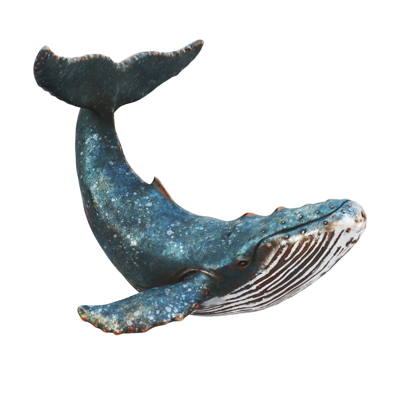 Bronze whale 3D Model .c4d .max .obj .3ds .fbx .stl .blend 