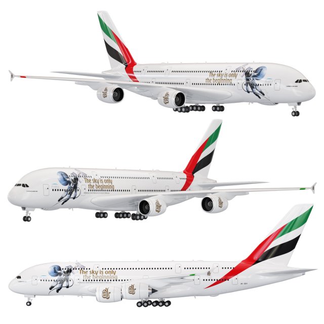 Airbus A380-800 aircraft 3D Model .c4d .max .obj .3ds .fbx .stl .blend 