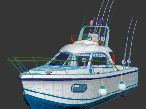 Pleasure fishing boat Modello 3D