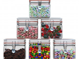 Candies in glass jars 3D Model