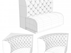 Modular Sofa Capitone bar 3D Model