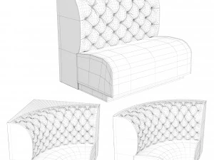 Modular Sofa Capitone bar 3D Model
