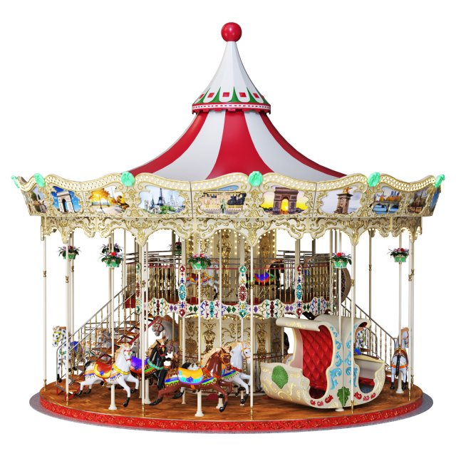 Carousel 2 levels Paris Model 3D .c4d .max .obj .3ds .fbx .stl .blend